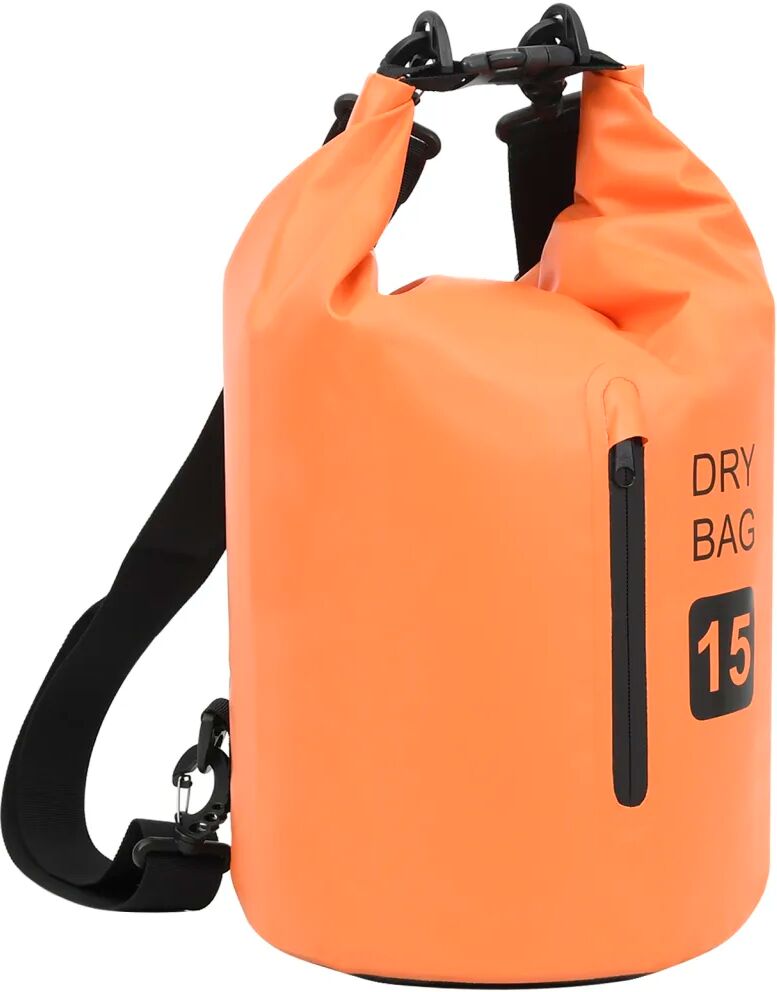 vidaXL Bolsa impermeável com fecho 15 L PVC laranja