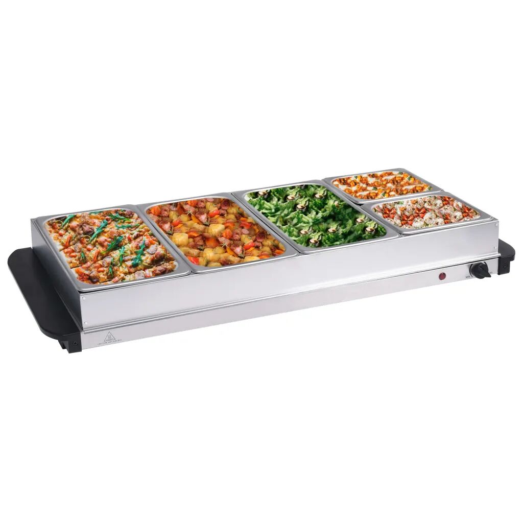 vidaXL Buffet quente 400 W 3x2,5L+2x1L aço inoxidável