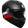 AGV Sportmodular Layer Carbon capacete Preto Branco Vermelho XS
