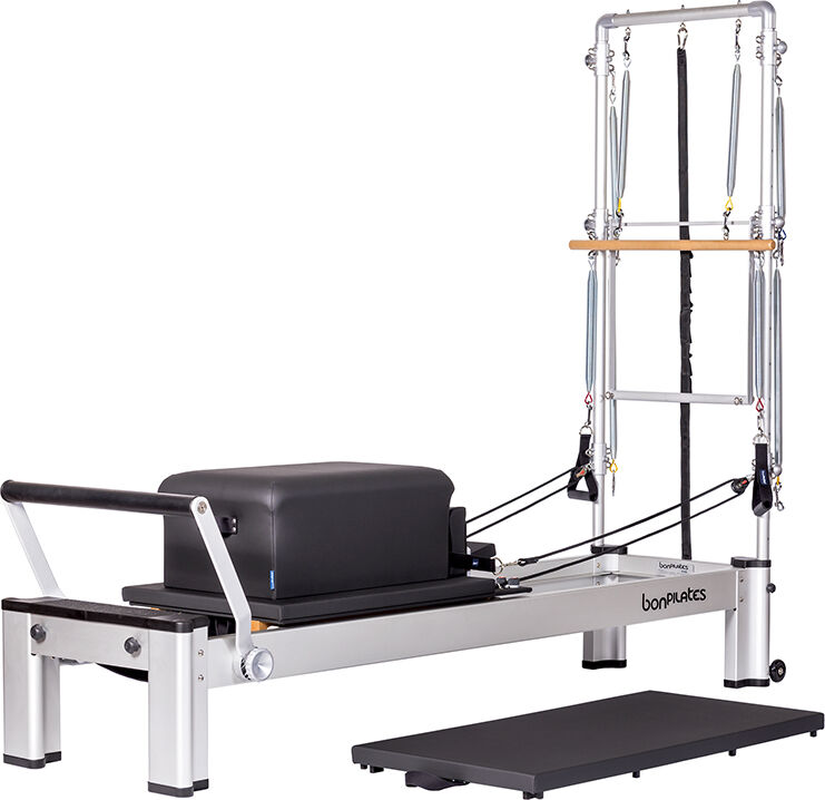 Reformer Monitor com torre de alumínio: Ideal para realizar múltiplos exercícios de força e elasticidade (inclui mat e box)