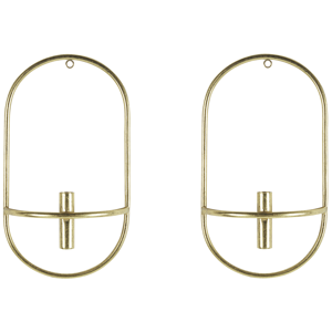 Conjunto de 2 castiçais em metal dourado design moderno e minimalista decoração de sala