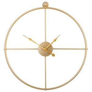Relógio de parede dourado moldura de ferro ø 50 cm design minimalista sem números