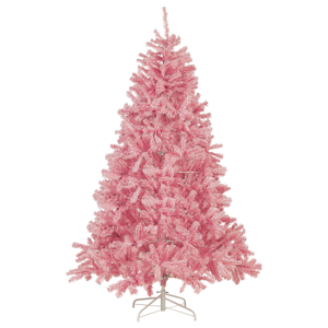 Árvore de Natal artificial cor-de-rosa base de metal 210 cm decoração tradicional sazonal