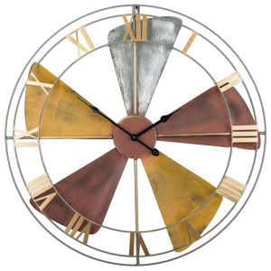 Relógio de parede multicolorido estrutura de ferro fundido ø 60 cm design de ventoinha com numerais romanos