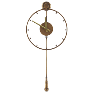 Relógio de parede com pêndulo retro vintage ferro dourado redondo vintage desgastado