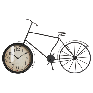 Relógio mesa em metal preto 37 cm moderno forma de bicicleta escritório entrada