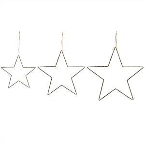 Conjunto de 3 decorações em estrutura metálica prateada com luzes LED decorações de parede em forma de estrela