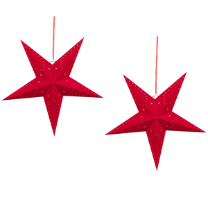 Conjunto de 2 estrelas de papel em veludo vermelho 45 cm decoração casa sazonal festiva