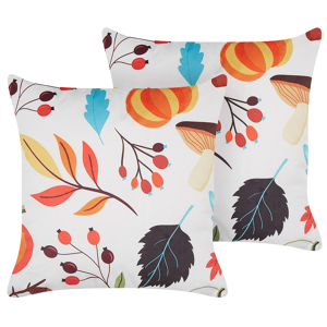 Conjunto de 2 almofadas decorativas em veludo multicolor 45 x 45 cm padrão de outono capa removível com recheio estilo tradicional