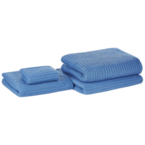 Conjunto de 4 toalhas de banho e tapete de banho de algodão azul zero twist