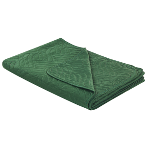 Colcha em tecido de poliéster verde 140 x 210 cm padrão decorativo em relevo cama design clássico