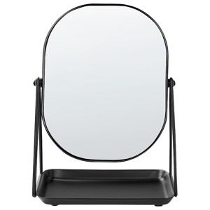 Espelho de maquilhagem em metal preto 20 x 22 cm mesa de cosméticos duplo com ampliação