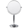 Beliani Espelho de maquilhagem em metal prateado ø 20 cm duplo espelho com ampliação de mesa