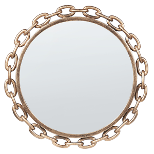 Beliani Espelho de parede dourado material sintético ø 46 cm moldura padrão corrente design moderno