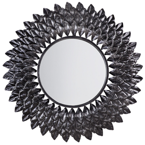 Beliani Espelho de parede prateado com moldura em metal ø 70 cm estilo Glamour