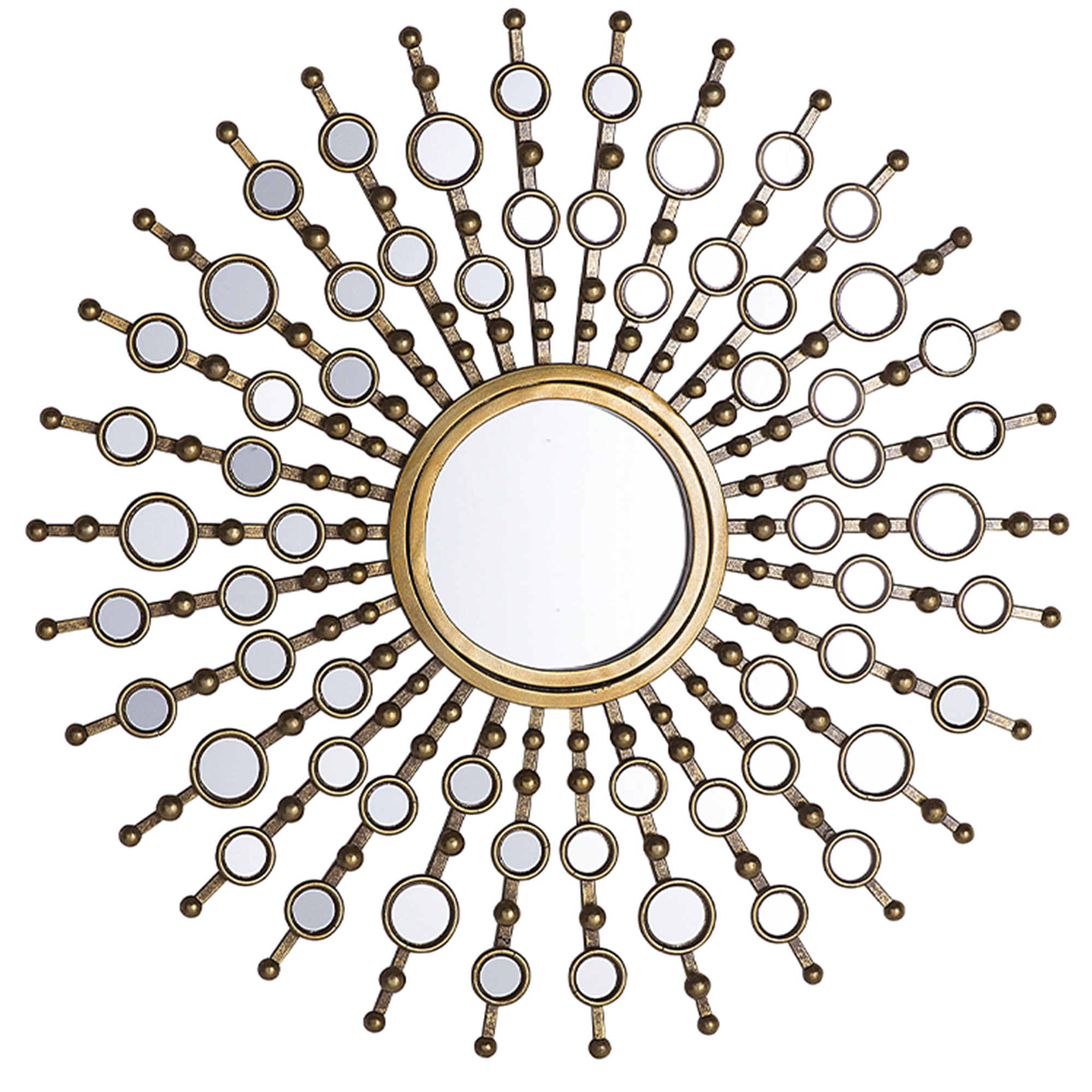 Beliani Espelho de parede dourado com moldura em metal ø 70 cm na forma de sol estilo Versalhes