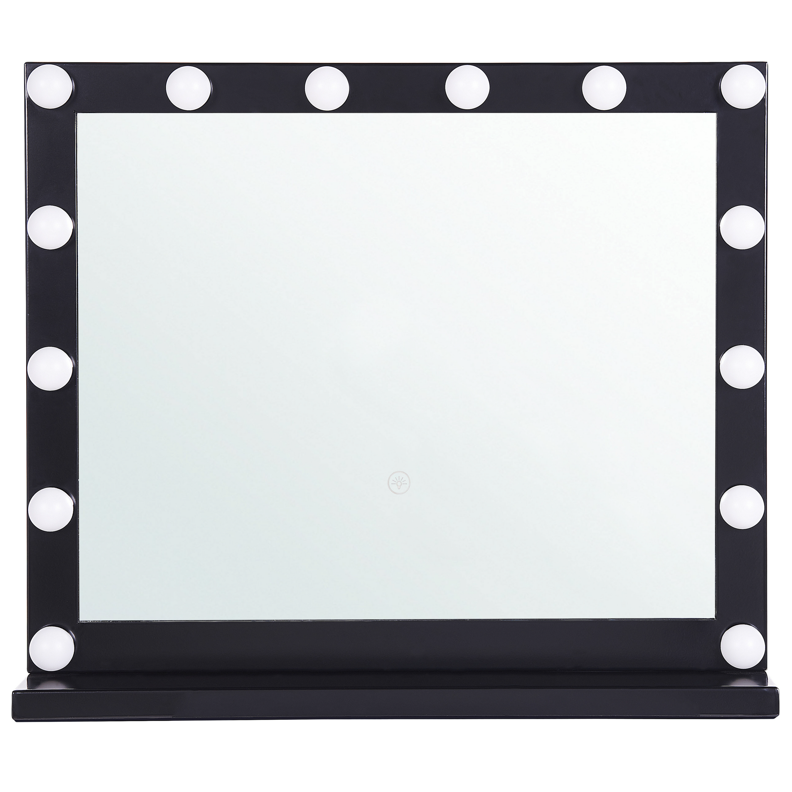 Beliani Espelho de mesa com moldura preta e iluminação LED 50 x 60 cm design de espelho de camarim glamouroso