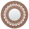 Beliani Espelho de parede em bambu castanho claro ø 62 cm moldura artesanal padrão geométrico decorativo boho rústico