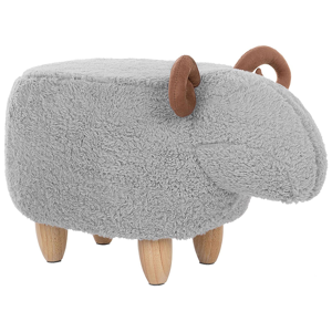 Tamborete cinzento estofado em tecido na forma de ovelha quarto de criança