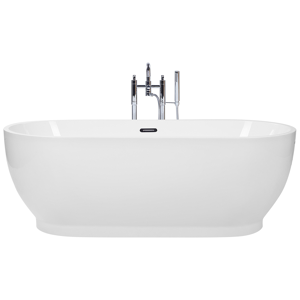 Banheira autónoma branca brilhante em acrílico sanitário 170cm design minimalista e moderno