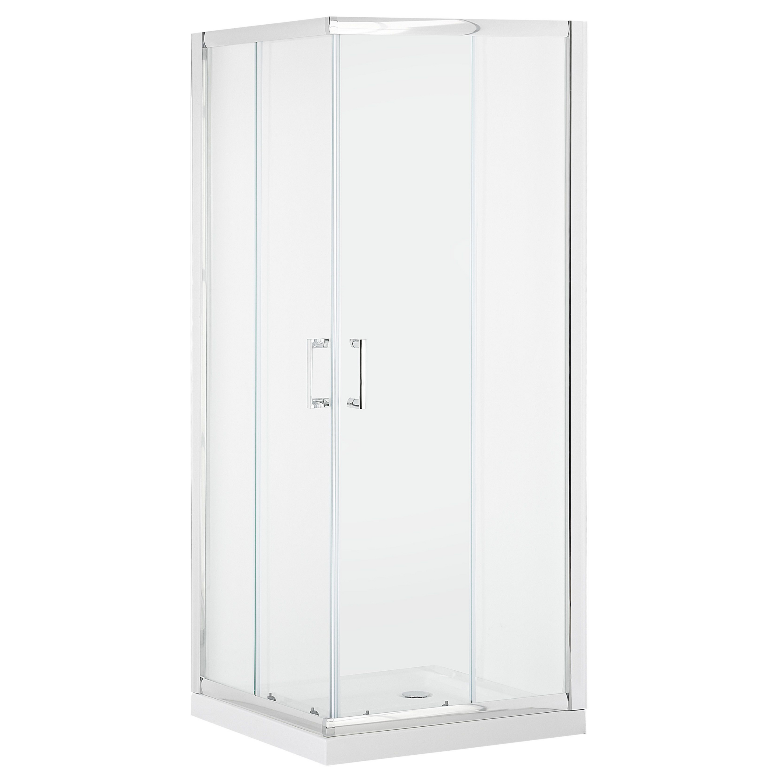 Beliani Cabine de duche prateada com vidro temperado com moldura de alumínio e porta dupla 80 x 80 x 185 cm design moderno
