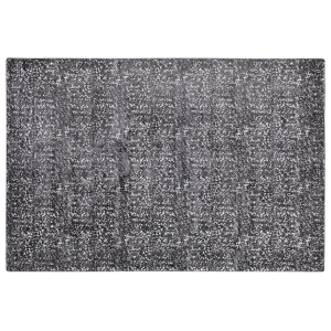 Tapete cinzento escuro e prateado em viscose retangular 140 x 200 cm feito à mão para sala de estar ou quarto moderno