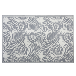 Tapete de exterior cinzento claro em polipropileno 120 x 180 cm padrão moderno de folhas de palmeira