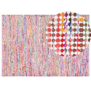 Tapete multicolor de poliéster e algodão 160 x 230 cm feito à mão estilo boho