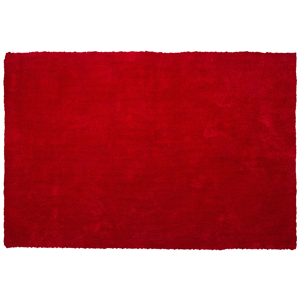 Tapete vermelho de poliéster e algodão 160 x 230 cm pelo comprido shaggy estilo moderno