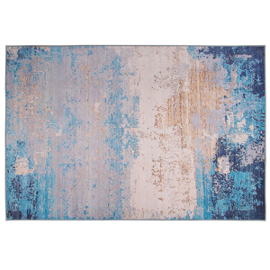 Tapete azul de poliéster 140 x 200 cm de pelo curto com padrão abstrato estilo moderno