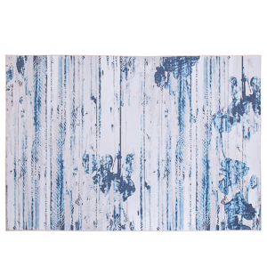 Tapete creme e azul de poliéster 140 x 200 cm padrão abstrato estilo moderno