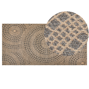 Beliani Tapete creme e cinzento em juta 80 x 150 cm retangular com padrão geométrico de estilo boho para quarto ou sala