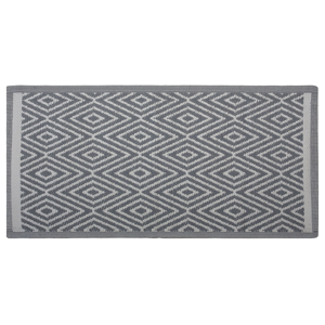 Beliani Tapete para exteriores cinzento claro material sintético reciclado 90 x 150 cm decoração de interiores com padrão geométrico