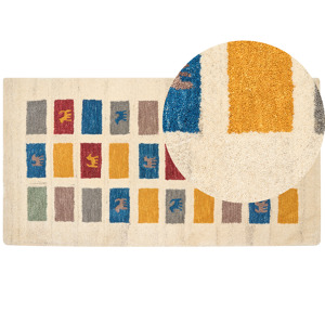 Beliani Tapete Gabbeh de lã multicolor 80 x 150 cm padrão étnico rústico estilo quinta