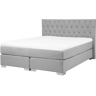 Beliani Cama de casal continental cinzenta clara em tecido de poliéster 160 x 200 cm com cabeceira com botões de estilo minimalista moderno