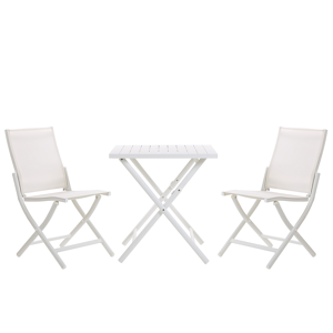 Conjunto de jardim branco em alumínio para dois com mesa e 2 cadeiras design moderno