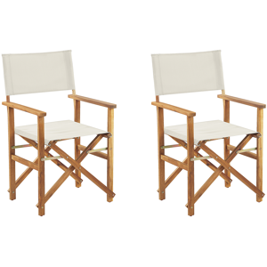 Conjunto de 2 cadeiras de diretor dobráveis de jardim em tecido branco sujo