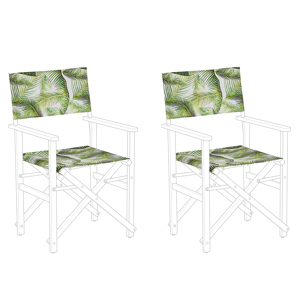 Beliani Conjunto de 2 tecidos de reposição verde e branco para cadeiras de realizador com padrão de folhas