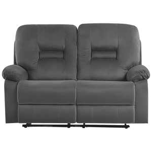 Sofá reclinável veludo cinzento escuro eletricamente ajustável com encosto e apoio para os pés sala de estar moderna com LED