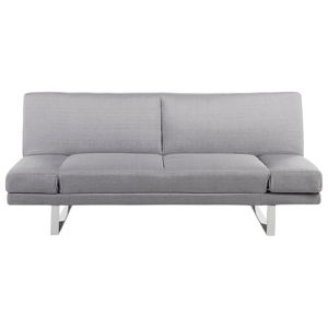 Sofá cama em tecido cinzento claro 2 lugares com apoios de braços ajustáveis sala de estar moderna escandinava