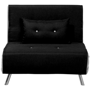 Sofá-cama estofado em tecido preto cadeira-cama para uma pessoa dobrável