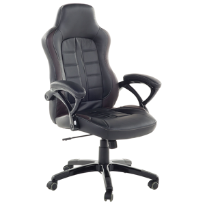 Cadeira de escritório em pele sintética preta e castanha ajustável em altura jogos escritório moderno