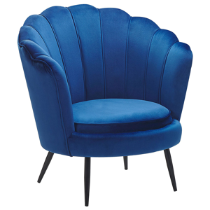 Poltrona em veludo azul cobalto com pés de metal em estilo retro para a sala de estar