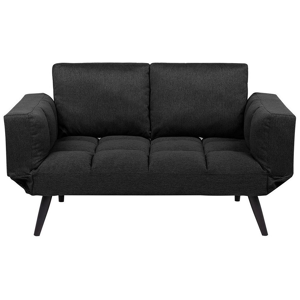 Sofá-cama em tecido de poliéster preto com braços ajustáveis estilo minimalista