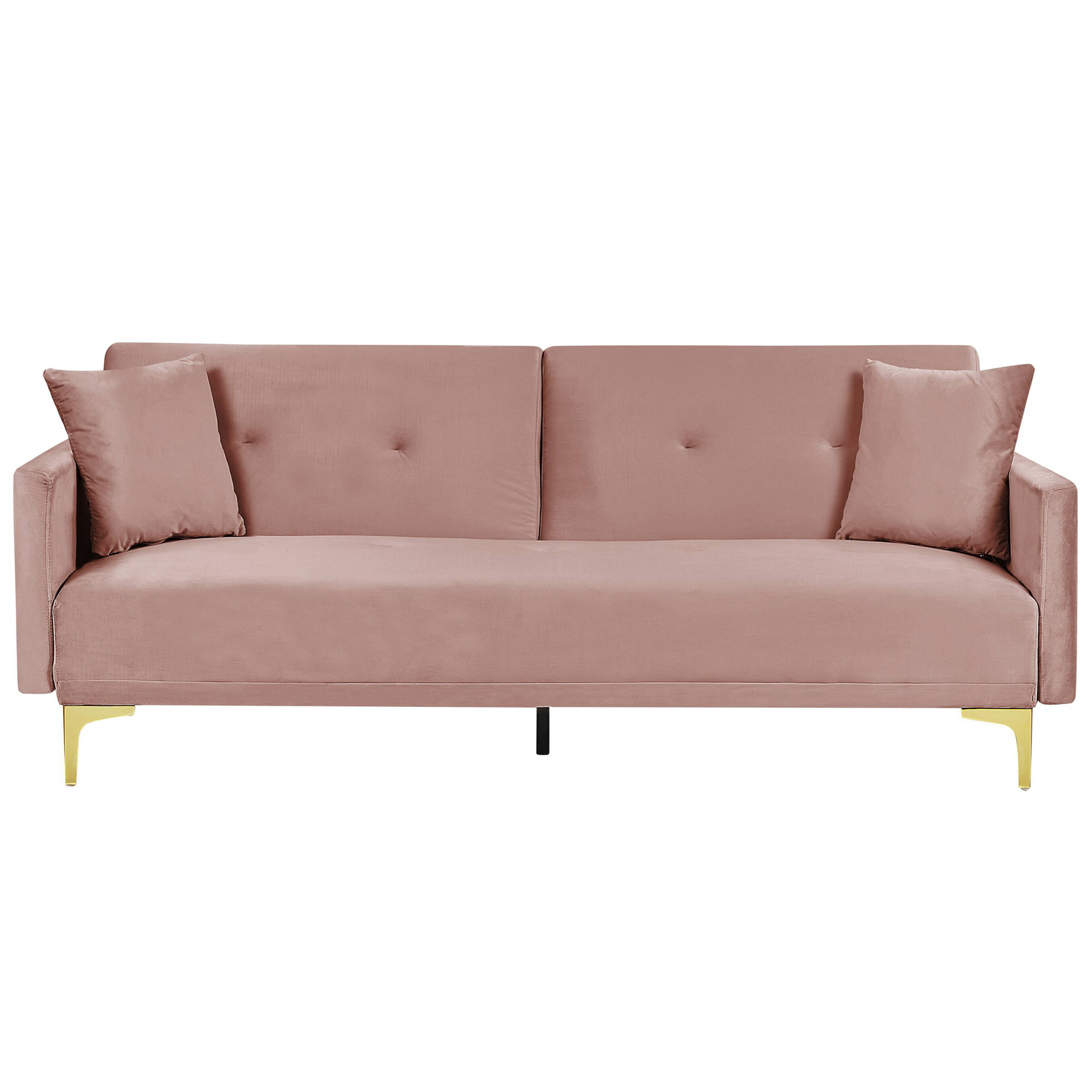 Beliani Sofá-cama em veludo rosa com 3 lugares e assento com botões sistema ʺClick Clackʺ para de estar design contemporâneo