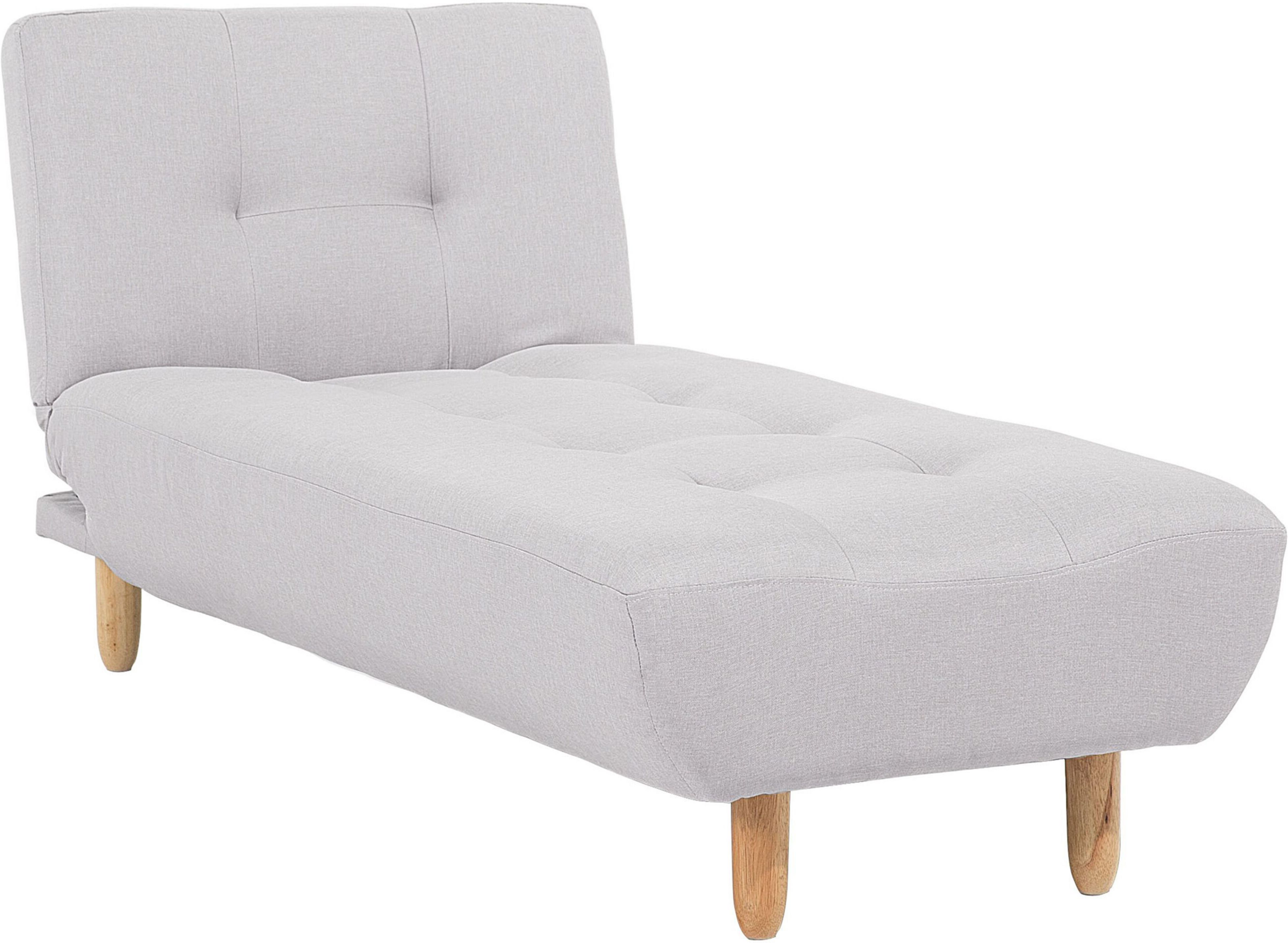 Beliani Chaise-longue estofada em tecido cinzento claro com pernas de madeira clara estilo escandinavo