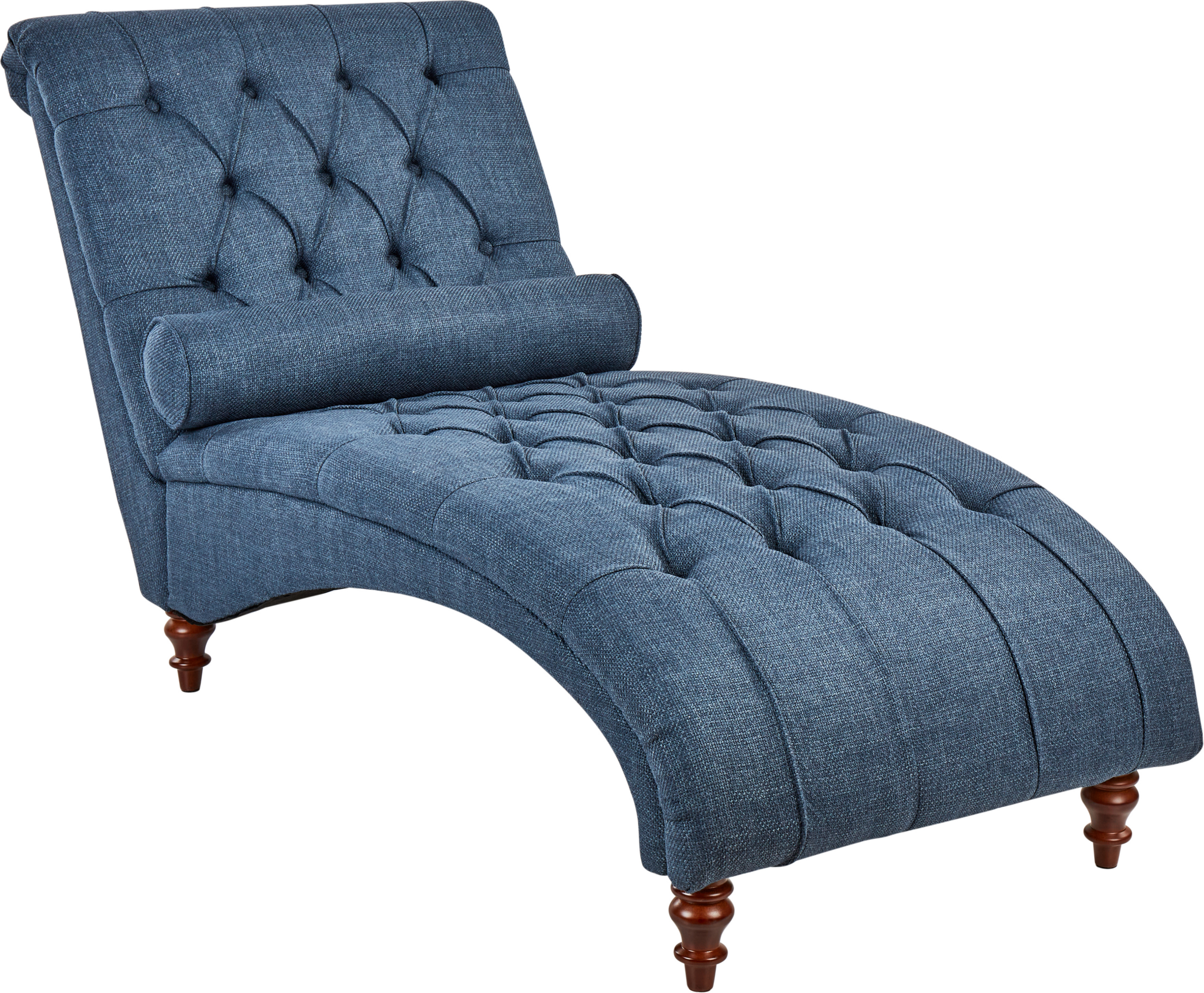 Beliani Chaise-longue de tecido azul estilo Chesterfield com botões e pernas de madeira