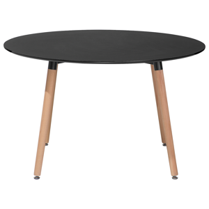 Mesa de jantar em MDF preto e pernas em madeira de faia ø 120 cm para cozinha ou sala minimalista
