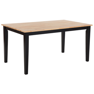 Mesa de jantar tampo madeira clara e pernas pretas 120 x 75 cm