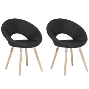 Conjunto de 2 cadeiras em tecido de poliéster preto com pés de madeira de faia conforto e estilo para a cozinha ou sala de jantar